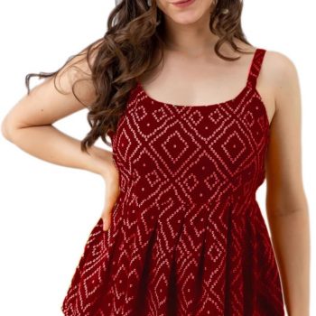 Women Casual Sleeveless Red Top
