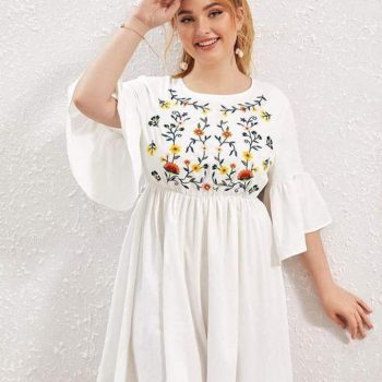 Women Regular Sleeves Embroidered White Top