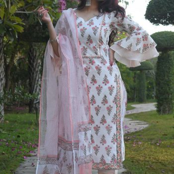 Women Pure Cotton Kurti, Pant and Dupatta Set