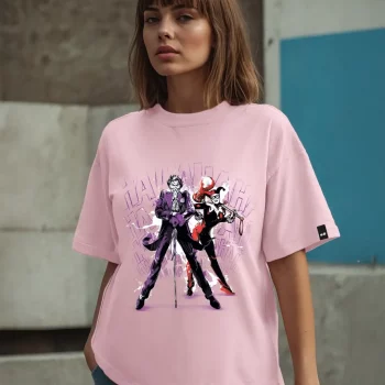 Women Pure Cotton Printed Oversized Tshirt,Pink