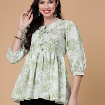 Women Casual Sleeves Light Green Top